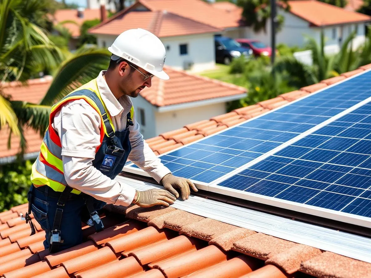 Equipe BF Soluções instalando energia solar em Guapimirim